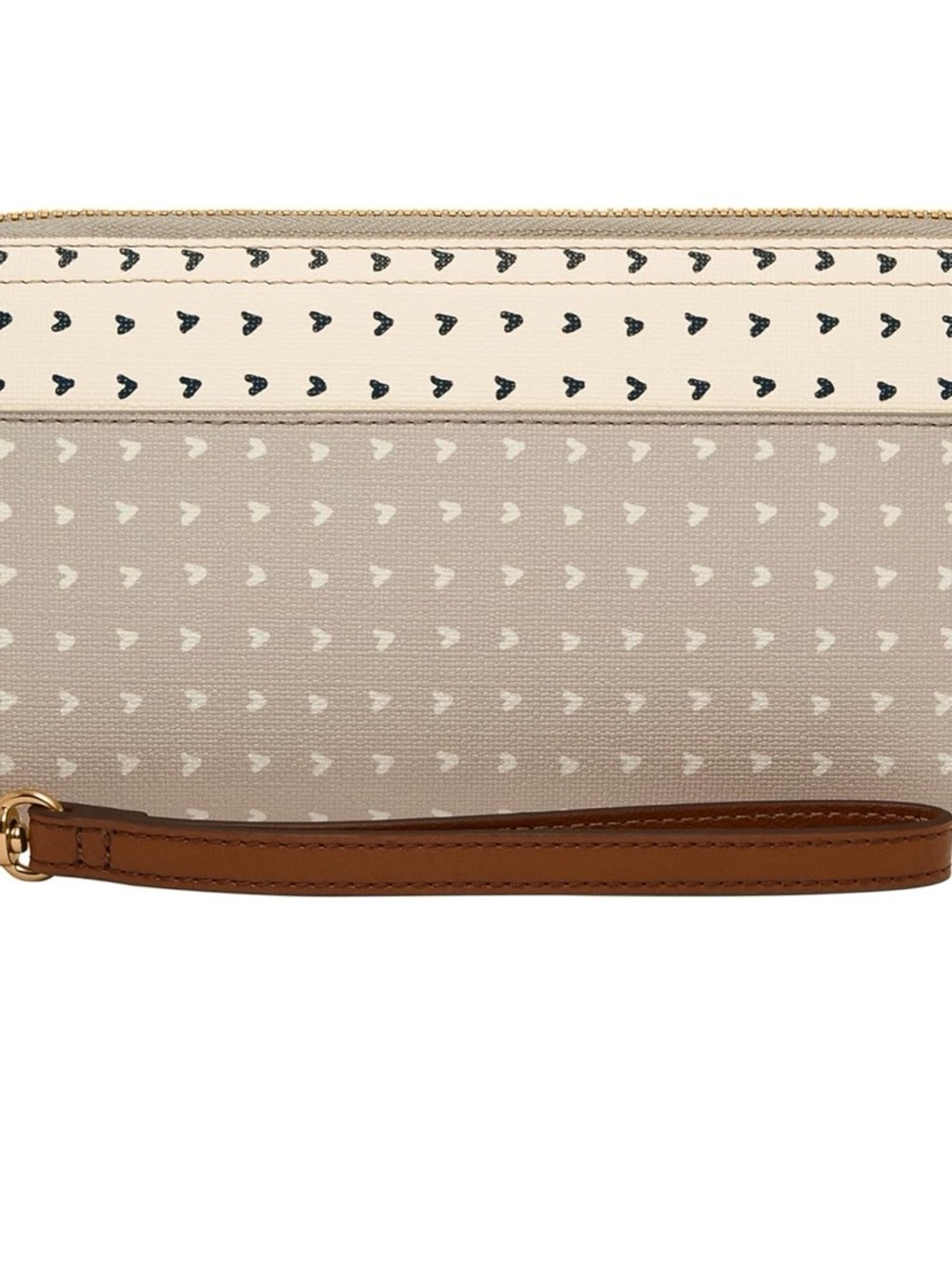 Fossil zip around Heart-Print Wristlet Clutch